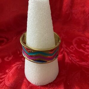 Vibrant Chevron Bracelet with Gold Accents